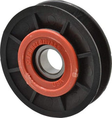 Fenner Drives - 17 Inside x 3" Outside Diam, 1/2" Wide Pulley Slot, Glass Reinforced Nylon Idler Pulley - 4L/A Belt Section, For Use with V-Belts - Benchmark Tooling