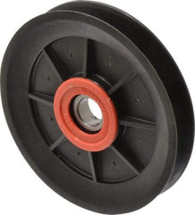 Fenner Drives - 17 Inside x 5.04" Outside Diam, 0.65" Wide Pulley Slot, Glass Reinforced Nylon Idler Pulley - 5L/B Belt Section, For Use with V-Belts - Benchmark Tooling
