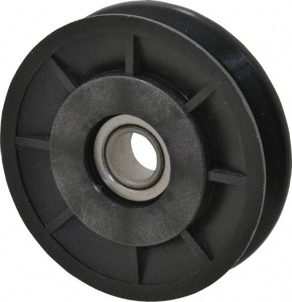 Fenner Drives - 1/2 Inside x 3" Outside Diam, 1/2" Wide Pulley Slot, Glass Reinforced Nylon Idler Pulley - 4L/A Belt Section, For Use with V-Belts - Benchmark Tooling