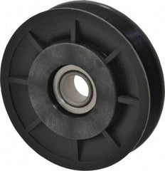 Fenner Drives - 1/2 Inside x 3" Outside Diam, 1/2" Wide Pulley Slot, Glass Reinforced Nylon Idler Pulley - 4L/A Belt Section, For Use with V-Belts - Benchmark Tooling