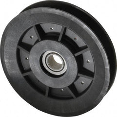Fenner Drives - 1/2 Inside x 3.98" Outside Diam, 1/2" Wide Pulley Slot, Glass Reinforced Nylon Idler Pulley - 4L/A Belt Section, For Use with V-Belts - Benchmark Tooling