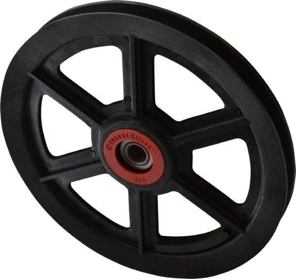 Fenner Drives - 1/2 Inside x 7-1/2" Outside Diam, 0.54" Wide Pulley Slot, Glass Reinforced Nylon Idler Pulley - 4L/A Belt Section, For Use with V-Belts - Benchmark Tooling