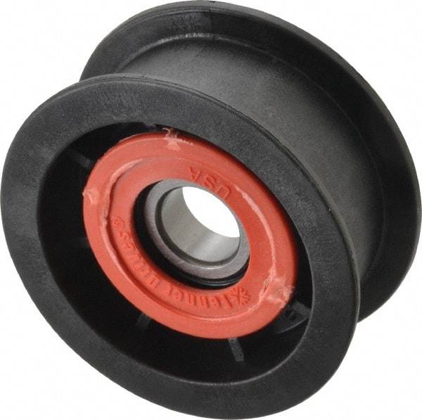 Fenner Drives - 17 Inside x 3" Outside Diam, 1.02" Wide Pulley Slot, Glass Reinforced Nylon Idler Pulley - For Use with Flat Belts, 7/8" Wide - Benchmark Tooling