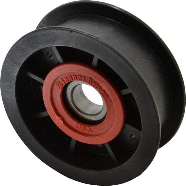 Fenner Drives - 17 Inside x 3-1/2" Outside Diam, 1" Wide Pulley Slot, Glass Reinforced Nylon Idler Pulley - For Use with Flat Belts, 13/16" Wide - Benchmark Tooling