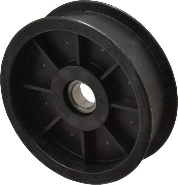 Fenner Drives - 17 Inside x 4-1/2" Outside Diam, 1.09" Wide Pulley Slot, Glass Reinforced Nylon Idler Pulley - For Use with Flat Belts, 29/32" Wide - Benchmark Tooling