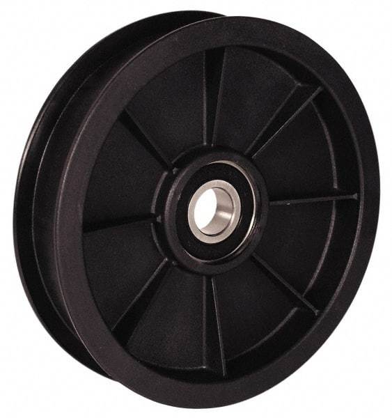 Fenner Drives - 3/8 Inside x 4.82" Outside Diam, 0.73" Wide Pulley Slot, Glass Reinforced Nylon Idler Pulley - 11/16" Belt Size Diam, For Use with Round Belts - Benchmark Tooling
