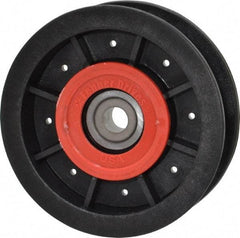Fenner Drives - 3/8 Inside x 3-1/2" Outside Diam, 0.77" Wide Pulley Slot, Glass Reinforced Nylon Idler Pulley - For Use with Flat Belts, 5/8" Wide - Benchmark Tooling