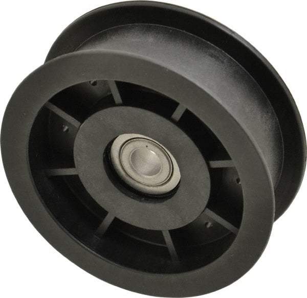 Fenner Drives - 3/8 Inside x 3-1/2" Outside Diam, 1" Wide Pulley Slot, Glass Reinforced Nylon Idler Pulley - For Use with Flat Belts, 13/16" Wide - Benchmark Tooling