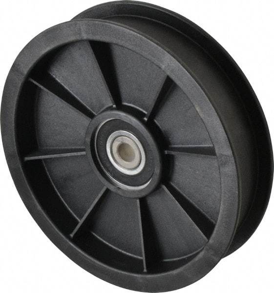 Fenner Drives - 3/8 Inside x 5.56" Outside Diam, 1.02" Wide Pulley Slot, Glass Reinforced Nylon Idler Pulley - For Use with Flat Belts, 7/8" Wide - Benchmark Tooling