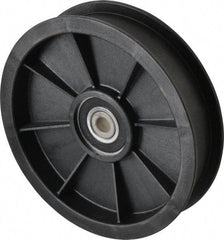 Fenner Drives - 3/8 Inside x 5.56" Outside Diam, 1.02" Wide Pulley Slot, Glass Reinforced Nylon Idler Pulley - For Use with Flat Belts, 7/8" Wide - Benchmark Tooling