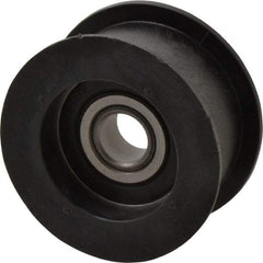 Fenner Drives - 1/2 Inside x 2.35" Outside Diam, 0.98" Wide Pulley Slot, Glass Reinforced Nylon Idler Pulley - For Use with Flat Belts, 7/8" Wide - Benchmark Tooling