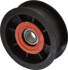Fenner Drives - 1/2 Inside x 3-1/2" Outside Diam, 1" Wide Pulley Slot, Glass Reinforced Nylon Idler Pulley - For Use with Flat Belts, 13/16" Wide - Benchmark Tooling