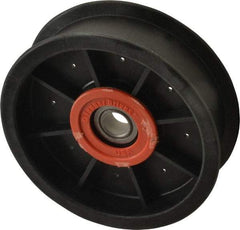 Fenner Drives - 1/2 Inside x 4-1/2" Outside Diam, 1.09" Wide Pulley Slot, Glass Reinforced Nylon Idler Pulley - For Use with Flat Belts, 29/32" Wide - Benchmark Tooling