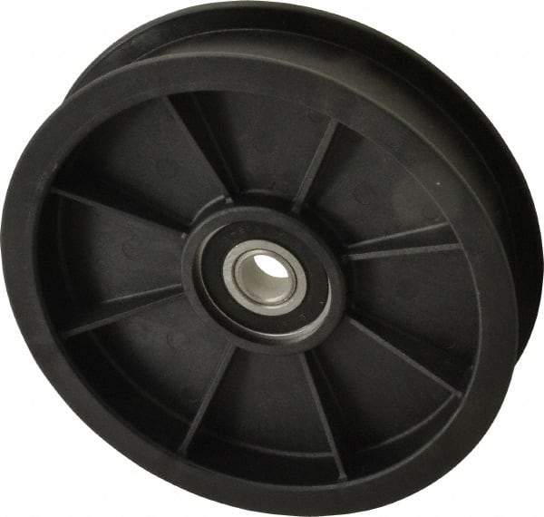 Fenner Drives - 1/2 Inside x 5.56" Outside Diam, 1.02" Wide Pulley Slot, Glass Reinforced Nylon Idler Pulley - For Use with Flat Belts, 7/8" Wide - Benchmark Tooling