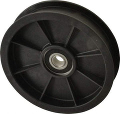 Fenner Drives - 1/2 Inside x 5.56" Outside Diam, 1.02" Wide Pulley Slot, Glass Reinforced Nylon Idler Pulley - For Use with Flat Belts, 7/8" Wide - Benchmark Tooling
