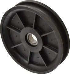 Fenner Drives - 17 Inside x 4.8" Outside Diam, 0.53" Wide Pulley Slot, Glass Reinforced Nylon Idler Pulley - 1/2" Belt Size Diam, For Use with Round Belts - Benchmark Tooling