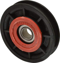 Fenner Drives - 1/2 Inside x 3.05" Outside Diam, 0.4" Wide Pulley Slot, Glass Reinforced Nylon Idler Pulley - 3/8" Belt Size Diam, For Use with Round Belts - Benchmark Tooling