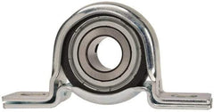 Value Collection - 3/4" ID, 4-1/4" OAL x 2-7/32" OAH Pillow Block - 1,650 Lb Static Cap, 2,830 Lb Dyn Cap, 3.3906" Btw Mnt Hole Ctrs, 1-1/8" Base-to-Ctr Ht, Stamped Steel Rubber Mount - Benchmark Tooling