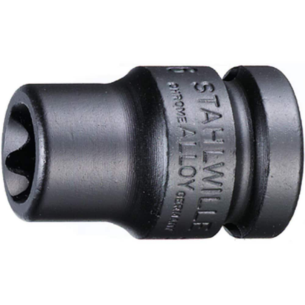 Impact Sockets; Drive Size: 1/2 in; Socket Size (mm): 24; Torx Size: E24; Drive Style: Square; Overall Length (Decimal Inch): 1.6600; Material: Alloy Steel; Finish: Gunmetal; Insulated: No; Non-sparking: No; Deep: No; Number Of Points: 6