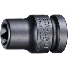 Impact Sockets; Drive Size: 1/2 in; Socket Size (mm): 14; Torx Size: E14; Drive Style: Square; Overall Length (Decimal Inch): 1.5000; Material: Alloy Steel; Finish: Gunmetal; Insulated: No; Non-sparking: No; Deep: No; Number Of Points: 6