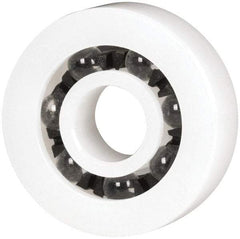 Made in USA - 1/4" Bore Diam, 3/4" OD, Open Plastic Race Radial Ball Bearing - 7/32" Wide, 1 Row, Round Bore, 17 Lb Static Capacity, 26 Lb Dynamic Capacity - Benchmark Tooling