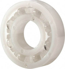 Made in USA - 3/8" Bore Diam, 7/8" OD, Open Plastic Race Radial Ball Bearing - 7/32" Wide, 1 Row, Round Bore, 33 Lb Static Capacity, 42 Lb Dynamic Capacity - Benchmark Tooling