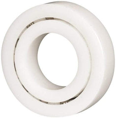 Made in USA - 1" Bore Diam, 2" OD, Open Plastic Race Radial Ball Bearing - 1/2" Wide, 1 Row, Round Bore, 61 Lb Static Capacity, 92 Lb Dynamic Capacity - Benchmark Tooling