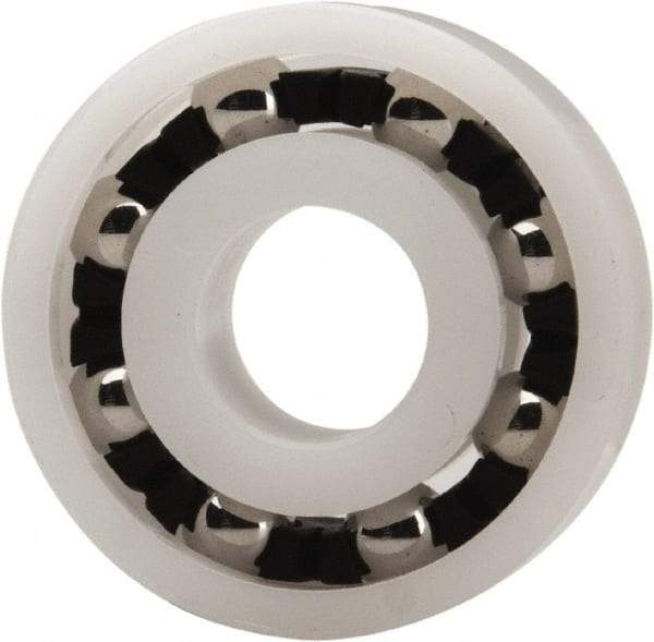 Made in USA - 8mm Bore Diam, 22mm OD, Open Plastic Race Radial Ball Bearing - 7mm Wide, 1 Row, Round Bore, 33 Lb Static Capacity, 42 Lb Dynamic Capacity - Benchmark Tooling