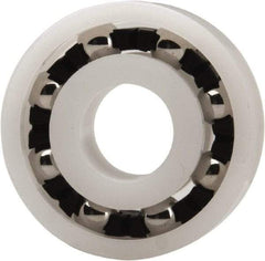 Made in USA - 8mm Bore Diam, 22mm OD, Open Plastic Race Radial Ball Bearing - 7mm Wide, 1 Row, Round Bore, 33 Lb Static Capacity, 42 Lb Dynamic Capacity - Benchmark Tooling