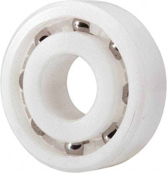 Made in USA - 10mm Bore Diam, 26mm OD, Open Plastic Race Radial Ball Bearing - 8mm Wide, 1 Row, Round Bore, 33 Lb Static Capacity, 42 Lb Dynamic Capacity - Benchmark Tooling