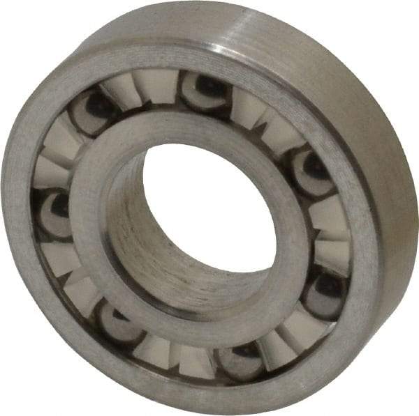 Made in USA - 3/8" Bore Diam, 7/8" OD, Open Precision Ground Radial Ball Bearing - 7/32" Wide, 1 Row, Round Bore, 99 Lb Static Capacity, 126 Lb Dynamic Capacity - Benchmark Tooling