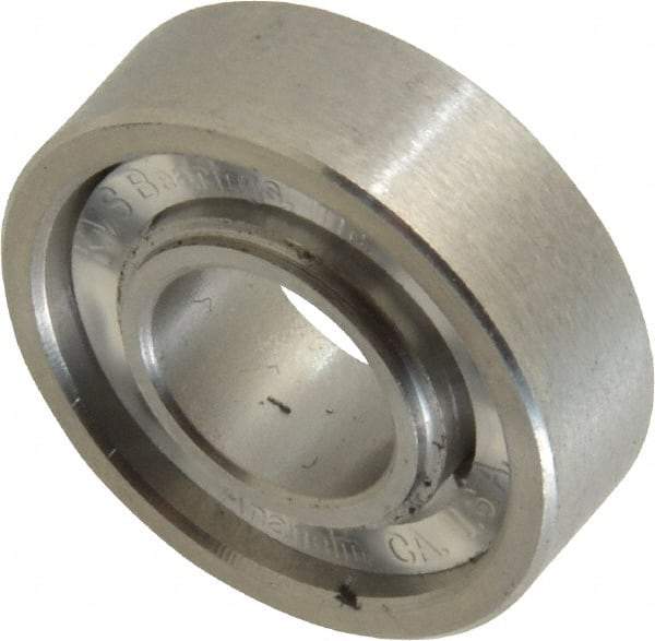 Made in USA - 3/8" Bore Diam, 7/8" OD, Open Precision Ground Radial Ball Bearing - 9/32" Wide, 1 Row, Round Bore, 99 Lb Static Capacity, 126 Lb Dynamic Capacity - Benchmark Tooling