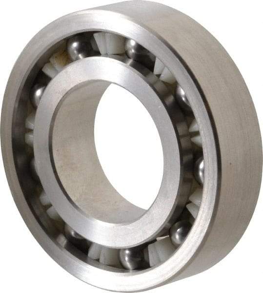 Made in USA - 1" Bore Diam, 2" OD, Open Precision Ground Radial Ball Bearing - 1/2" Wide, 1 Row, Round Bore, 163 Lb Static Capacity, 276 Lb Dynamic Capacity - Benchmark Tooling