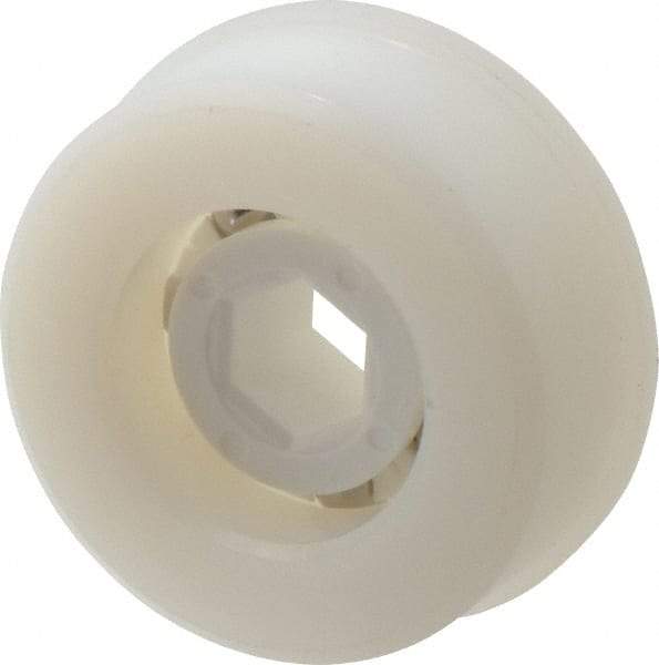 Made in USA - 1 Row, 1.87" OD, 7/16" Hex Bore Conveyor Roller Bearing - 92 Lb Capacity, 729 Max RPM, Stainless Steel with Polypropylene Housing - Benchmark Tooling