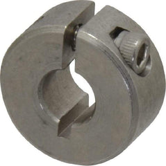 Climax Metal Products - 1/4" Bore, Stainless Steel, One Piece Clamp Collar - 11/16" Outside Diam, 5/16" Wide - Benchmark Tooling