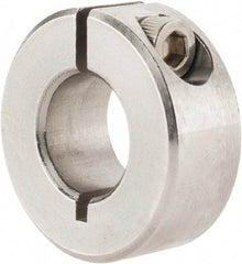 Climax Metal Products - 7/16" Bore, Stainless Steel, One Piece Clamp Collar - 15/16" Outside Diam, 3/8" Wide - Benchmark Tooling