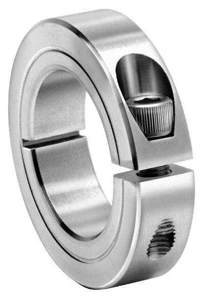 Climax Metal Products - 2-3/16" Bore, Stainless Steel, One Piece One Piece Split Shaft Collar - 3-1/4" Outside Diam, 3/4" Wide - Benchmark Tooling