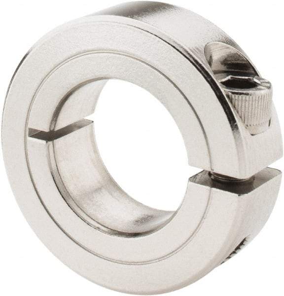 Climax Metal Products - 7/8" Bore, Stainless Steel, One Piece Clamp Collar - 1-5/8" Outside Diam, 1/2" Wide - Benchmark Tooling