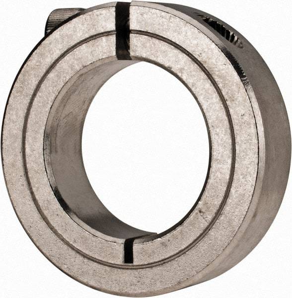 Climax Metal Products - 1-1/8" Bore, Stainless Steel, One Piece Clamp Collar - 1-7/8" Outside Diam, 1/2" Wide - Benchmark Tooling