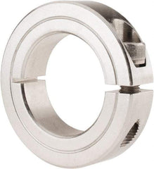 Climax Metal Products - 1-1/4" Bore, Stainless Steel, One Piece Clamp Collar - 2-1/16" Outside Diam, 1/2" Wide - Benchmark Tooling