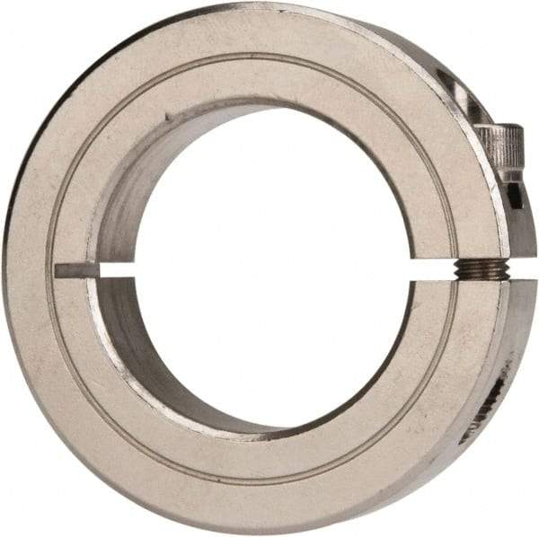 Climax Metal Products - 1-3/8" Bore, Stainless Steel, One Piece Clamp Collar - 2-1/4" Outside Diam, 9/16" Wide - Benchmark Tooling