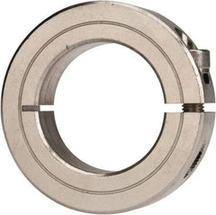 Climax Metal Products - 1-3/8" Bore, Stainless Steel, One Piece Clamp Collar - 2-1/4" Outside Diam, 9/16" Wide - Benchmark Tooling