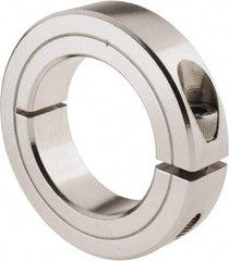 Climax Metal Products - 1-1/2" Bore, Stainless Steel, One Piece Clamp Collar - 2-3/8" Outside Diam, 9/16" Wide - Benchmark Tooling