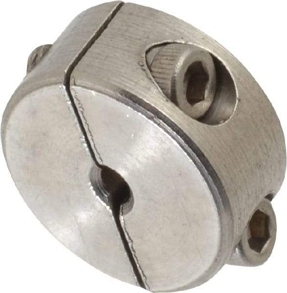 Climax Metal Products - 1/8" Bore, Stainless Steel, Two Piece Shaft Collar - 11/16" Outside Diam, 5/16" Wide - Benchmark Tooling