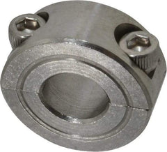 Climax Metal Products - 3/8" Bore, Stainless Steel, Two Piece Shaft Collar - 7/8" Outside Diam, 3/8" Wide - Benchmark Tooling