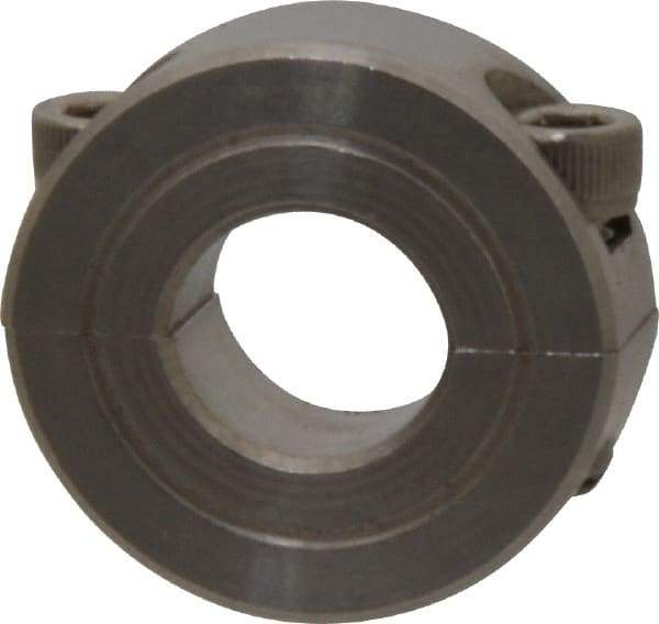 Climax Metal Products - 1/2" Bore, Stainless Steel, Two Piece Shaft Collar - 1-1/8" Outside Diam, 13/32" Wide - Benchmark Tooling