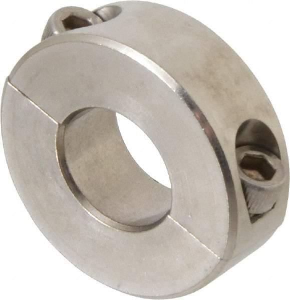 Climax Metal Products - 11/16" Bore, Stainless Steel, Two Piece Two Piece Split Shaft Collar - 1-1/2" Outside Diam, 1/2" Wide - Benchmark Tooling