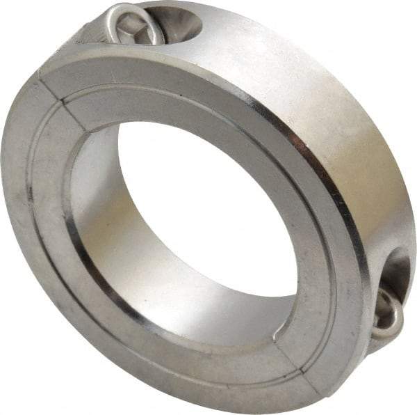 Climax Metal Products - 1-3/8" Bore, Stainless Steel, Two Piece Shaft Collar - 2-1/4" Outside Diam, 9/16" Wide - Benchmark Tooling