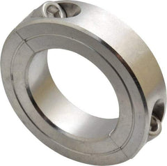 Climax Metal Products - 1-3/8" Bore, Stainless Steel, Two Piece Shaft Collar - 2-1/4" Outside Diam, 9/16" Wide - Benchmark Tooling