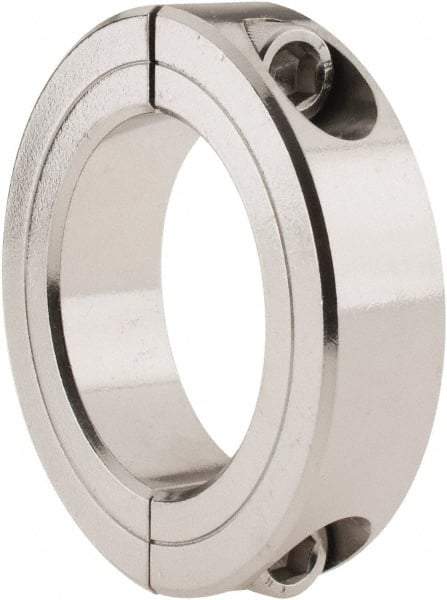 Climax Metal Products - 1-7/8" Bore, Stainless Steel, Two Piece Two Piece Split Shaft Collar - 2-7/8" Outside Diam, 11/16" Wide - Benchmark Tooling